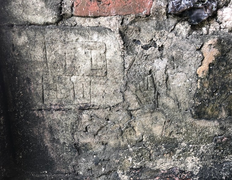CHISBURY CHAPEL . WILTS . ST MARTIN – Consecration Cross, Graffiti ...